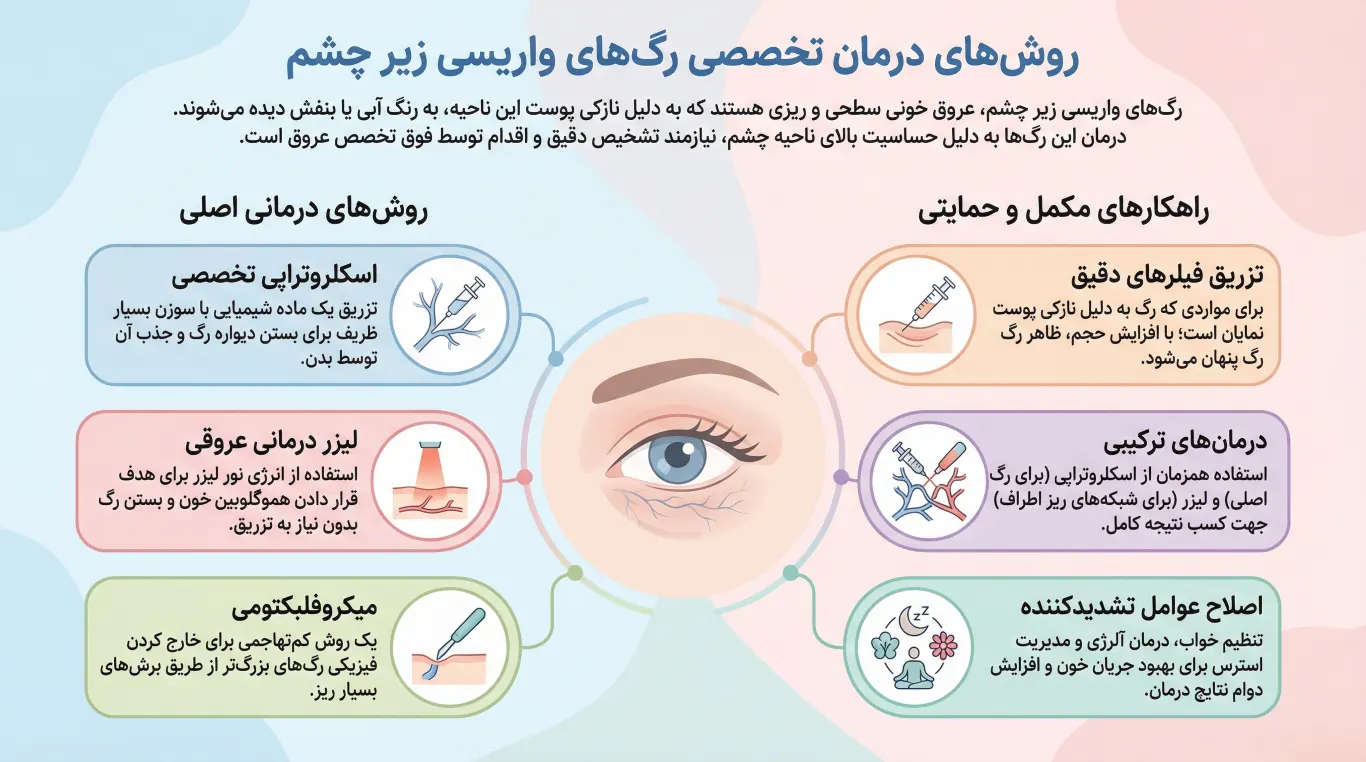 واریس زیر چشم چیست و چگونه میتوان آن را از بین برد؟ 2 روشهای درمان رگ واریسی زیر چشم